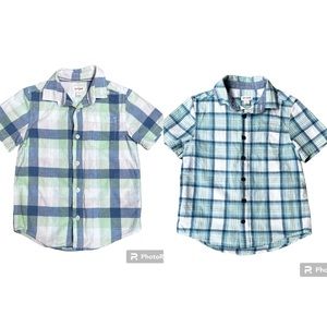 Set of two Cat & Jack Boys short sleeve plaid button down Shirts.